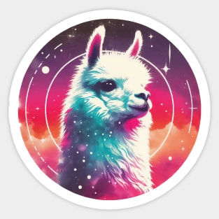 Funny colorful abstract cosmic doodle llama Sticker